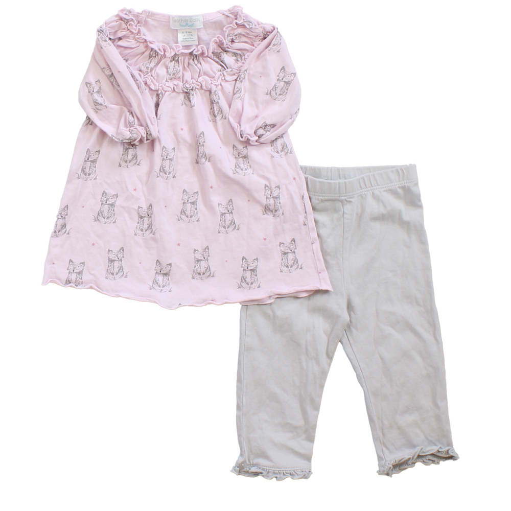 Feather Baby Girls Pink | Grey | Fox Apparel Sets size: 6-9 Months